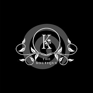 K Letter Logo Boutique Luxury Nature Floral Flower. Monogram vector design concept