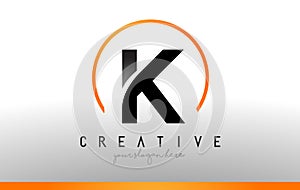 K Letter Logo Design with Black Orange Color. Cool Modern Icon T