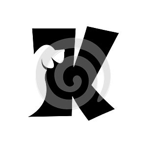 K letter with a negative space dog logo