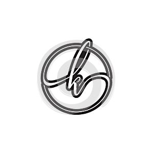 K letter script circle logo design vector