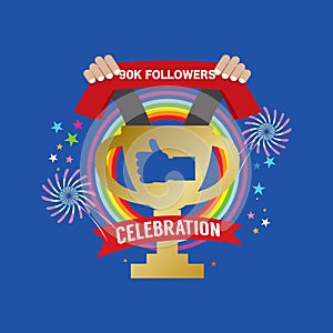 90k Likes Celebration Sign Symbol Vector