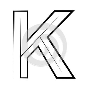 K logo studio, letter k one line icon logotype font