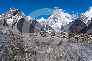 K2 mountain behind Vigne glacier, K2 trek, Pakistan photo