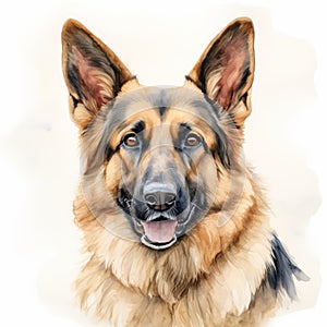 8k Resolution German Shepherd Dog Watercolor Painting photo