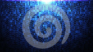 8K Random Binary Code Abstract Background in Blue Color Theme with Gradient Light ver.1