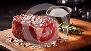 8k Resolution Steak With Salt And Herbs photo