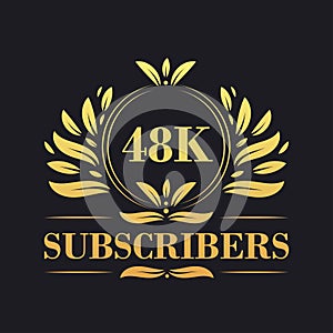 48K Subscribers celebration design. Luxurious 48K Subscribers logo for social media subscribers