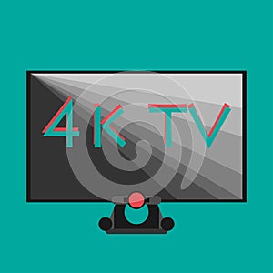 4k tv black on flat style color background