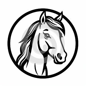 32k Uhd Black And White Horse Head Logo Illustration