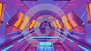 4K UHD 3d illustration of bright futuristic geometric corridor photo