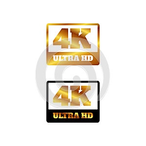 4K Ultra HD logo symbol 4K UHD sign mark Ultra High definition resolution on the square shape icon vector photo