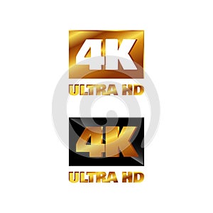 4K Ultra HD logo symbol 4K UHD sign mark Ultra High definition resolution on the square shape icon vector photo