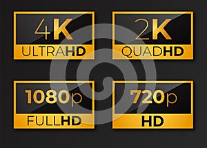 4k ultrahd , 2k quadhd , 1080 full hd and hd