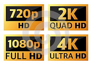 4k ultrahd , 2k quadhd , 1080 fullhd and 720 hd dimensions of video.