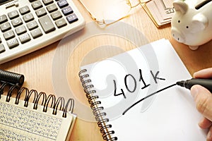 401k written in a note.