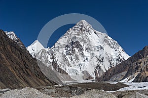 K2 mountain peak in clear day, K2 trek