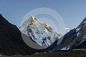 K2 mountain at sunrise, K2 Base Camp trek, Karakoram, Pakistan