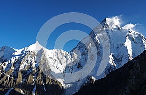 K2 Summit 8848 m above sea level second highest peak in the world situated in the Karakoram mountains range in Pakistan