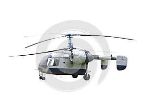 KA-26 russian double rotor helicopter isolated on white background