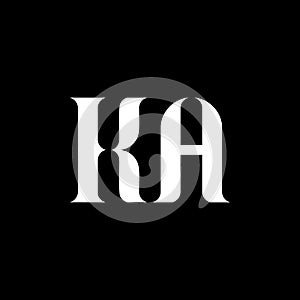 KA K A letter logo design. Initial letter KA uppercase monogram logo white color. KA logo, K A design. KA, K A