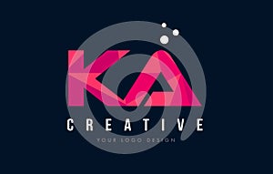KA K A Letter Logo with Purple Low Poly Pink Triangles Concept photo