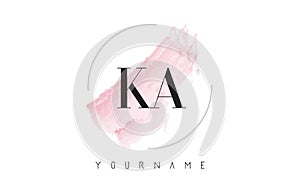 KA K A Watercolor Letter Logo Design with Circular Brush Pattern photo
