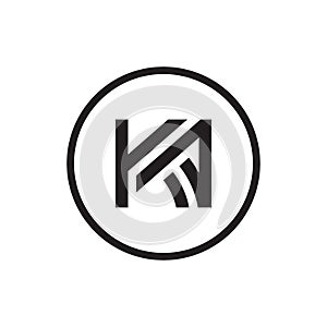 KA letter logo desgin in circle style, black color on white background