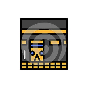 Kaaba in the Al-Haram Mosque line color icon. Isolated vector element.