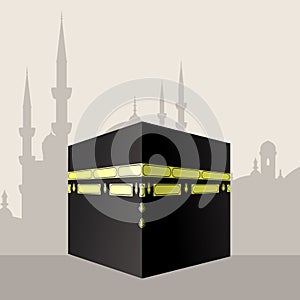 The Kaaba in Masjid al-Haram in Mecca, muslims sacred place, ka`bah or The Cube