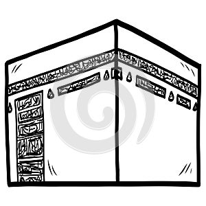 Kaaba Mecca Doodle Illustration Vector Icon