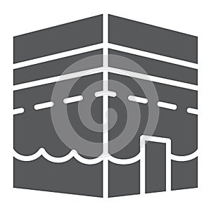 Kaaba in Mecca glyph icon, ramadan and religion, mecca mosque sign, vector graphics, a solid pattern on a white