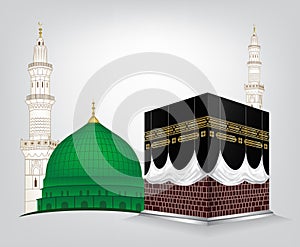 Kaaba Mekkah and Madina Pak Islamic sacred Masjid Al Haram with Masjid e Aqsa