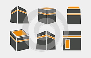 Kaaba Vector Icon Set Six Different Angles, Islamic Holy Site Illustration photo
