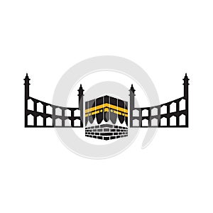 Kaabah building at mecca logo design template