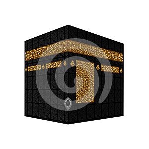 Kaabah in Mekka Saudi Arabia. Holy mosque of muslims. Islamic pilgrimage. Vector graphic isolated illustration