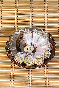 Kaaju sweets wrapped in silver foil