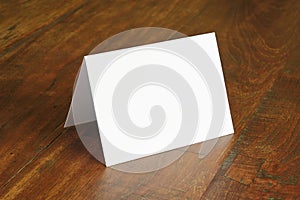 Standing blank empty rectangular greeting card mock-up