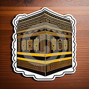 Kabaa sticker on wooden background. ai generated photo