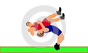 Kabaddi League wrestling competition two players in a game moment on grass poster
