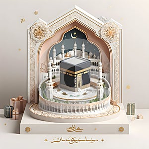 Kabah Mekkah Hajj Muslims design cover Eid Aladha