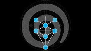 Kabbalah The 10 Sephirot of the Tree of Life on a Flower of Life Background