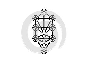 The Kabbalah Tree of Life  icon symbol design. Illustration isolated on white background. Tattoo sign. Logo Main glyph