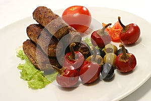 Kabob rolls with olives pepper
