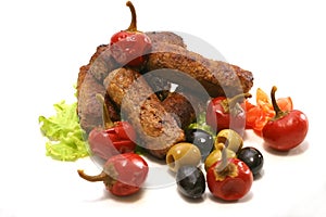 Kabob rolls with olives pepper