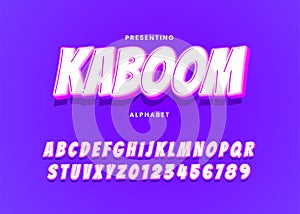 Kaboom cartoon bold comic font alphabet.