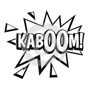 Kaboom, explosion icon, simple style