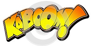 Kaboom illustration - yellow and orange text, white background