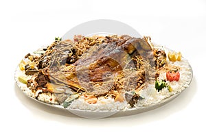 Kabsa with cooked meats - Mandi - Kabsah - Mandi Kabsah Rice with Meats and Vegetables photo