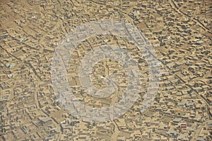 Kabul houses and dust aerial view