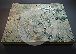 Kabul map, satellite view, section 3d, Afghanistan, city